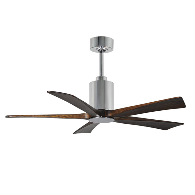 Patricia 52'' Ceiling Fan with LED Lights, Polished Chrome, Walnut Tone