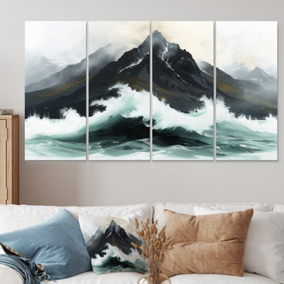 «Stormy Seas Mountain Landscape II», ensemble d'art mural montagnes