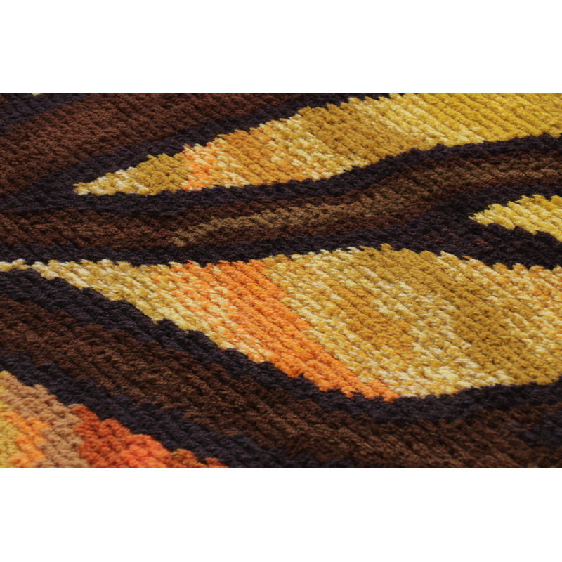 Vintage Swedish Rya Rug, Tree And Landscape In Sunset Palette – Rug & Kilim
