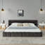 California King Size Upholstered Bed Frame With Thick Fabric, Chenille Fabric Grounded Queen Size Platform Bed With Headboard And Solid Frame. No Box Spring Needed-Beige(90.5''*80.5''*31'')-2061222038-2061222036