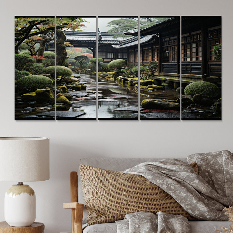 «Japon Art Silent Temple on Canvas», reproduction de 5 pièces