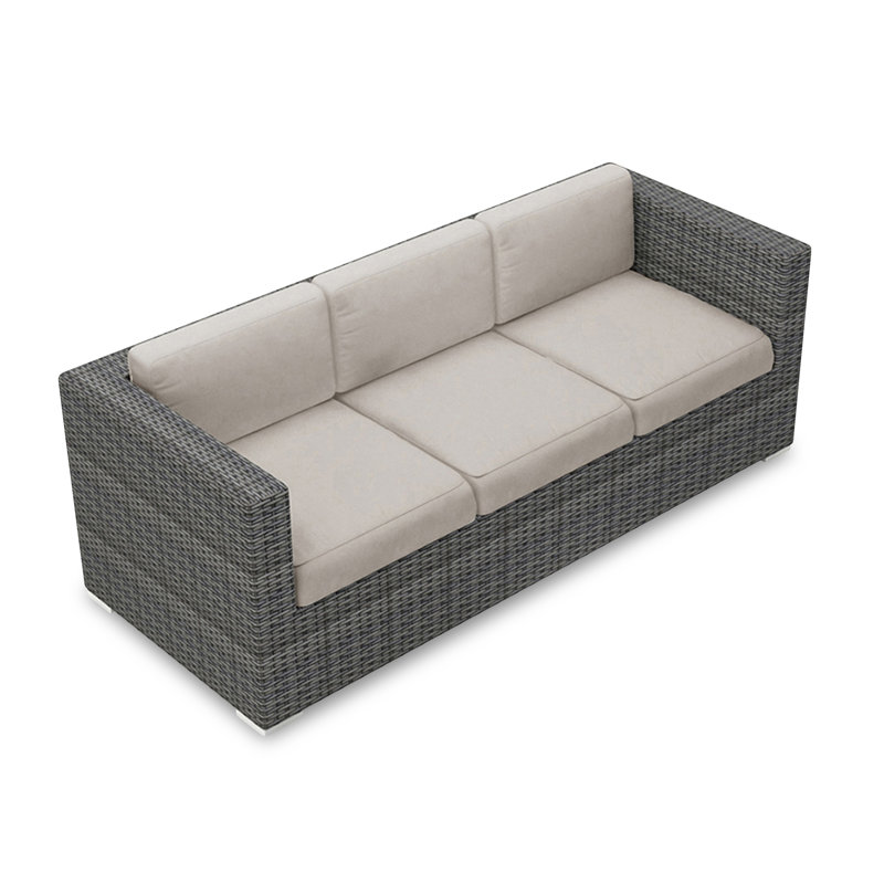 Suffern 89.75'' Wide Rectangle Metal Patio Sofa with Cushions, Canvas Flax Sunbrella® Canvas