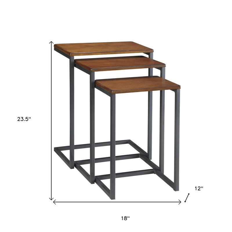 Table de bout rectangulaire en bois manufacturé 24 po noir et brun