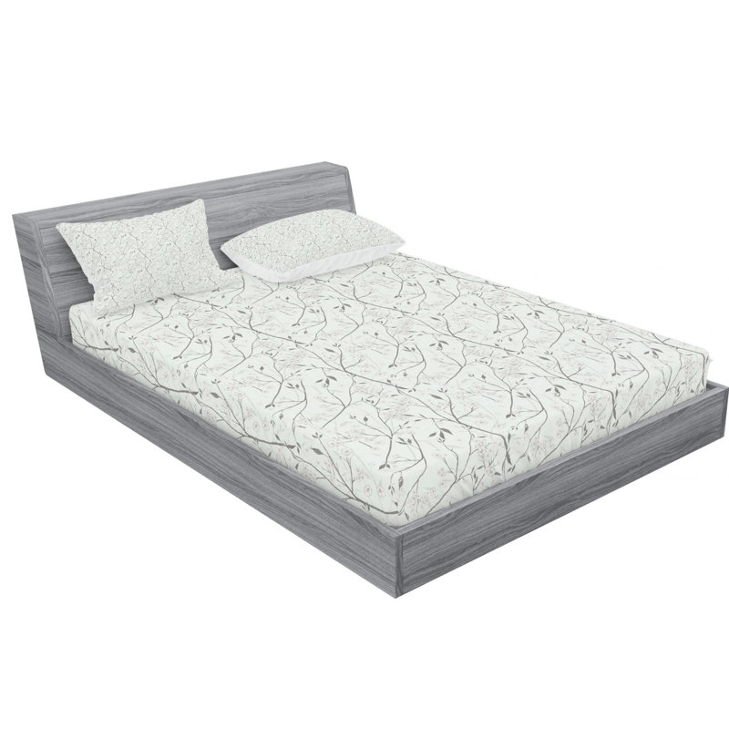 Microfiber Floral Sheet Set, Full/Double Sheet Set with Fitted Sheet, Gray Floral