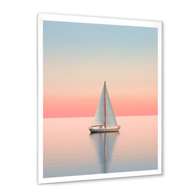 «Blue and Pink Sailling Boat Calm Horizon» sur impression sur toile