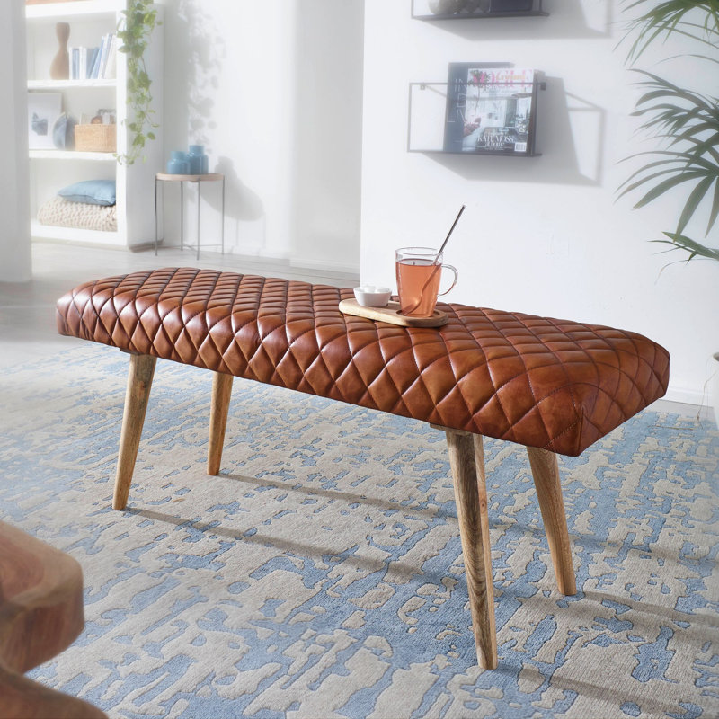 Pilar 100% Leather Upholstered Bench