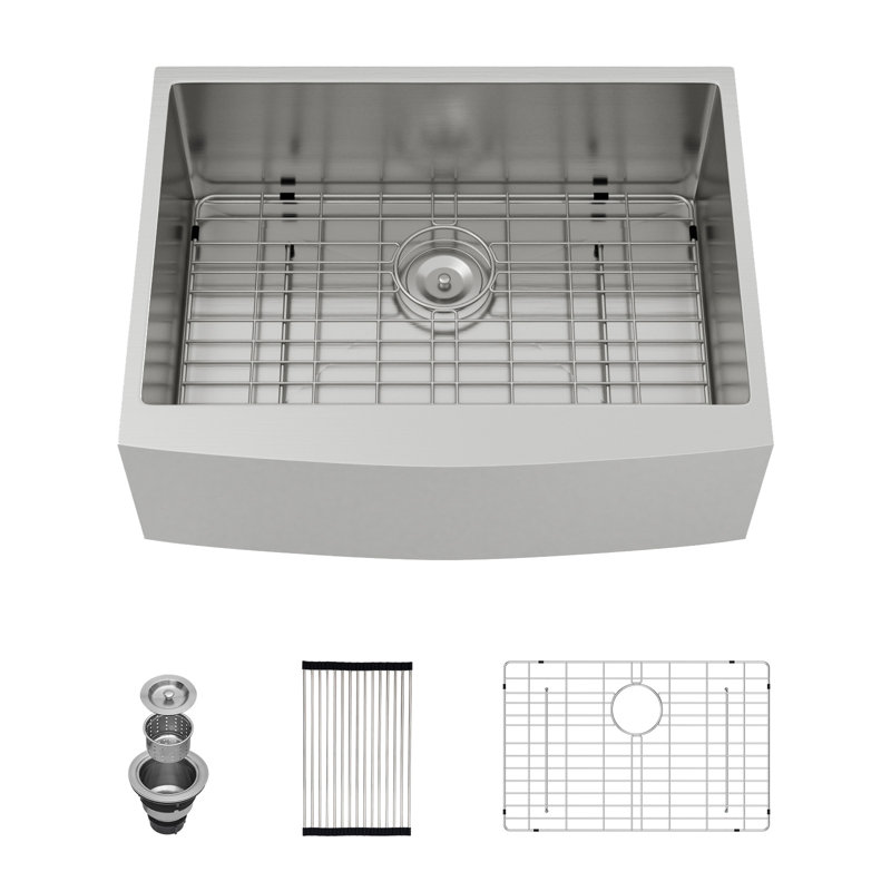 27" L x 21" W Farmhouse Kitchen Sink 16 Gauge Stainless Steel Kitchen Sink Apron Front Sink