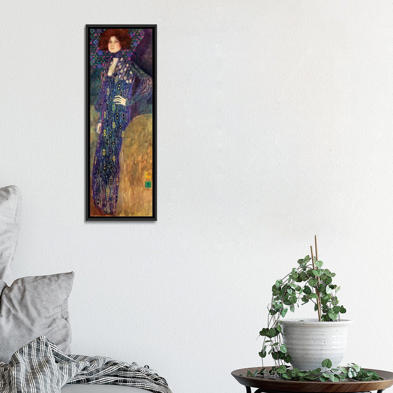 "emilie floege, 1902" par gustav klimt,, impression sur toile, H 48 po x l 16 po x P 1,5 po, Cadre noir
