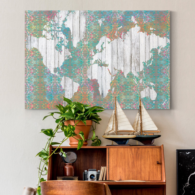 " Boho Map I ", 27" H x 18" W x 1" D