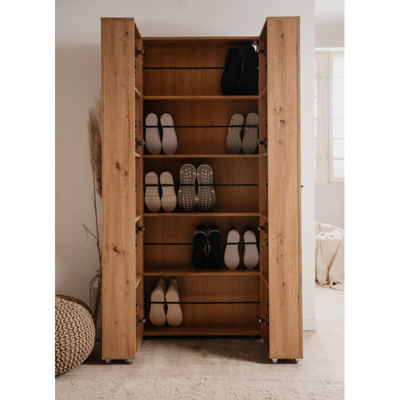 30 Pair Shoe Storage Cabinet, Brown, white and pink
