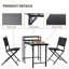 Ensemble bistro de patio pliable 3 pièces, mobilier d'extérieur durable avec structure en acier résistant à la rouille et fauteuils à sangles confortables