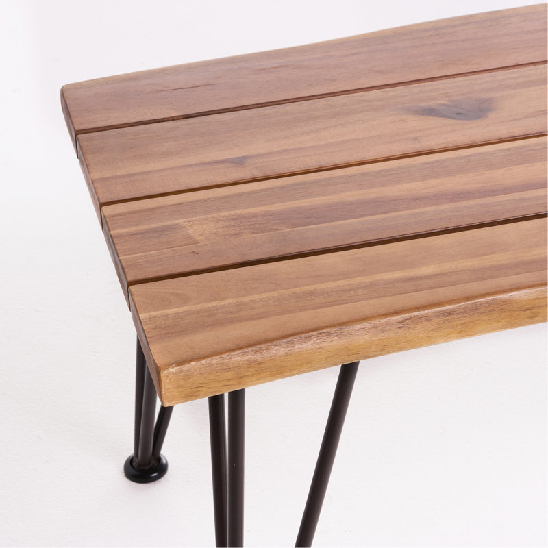 Industrial Style Coffee Table With Wood And Iron, 18" X 43" 18", Finish Rustic Metal Outdoor Table, Top, Appearance