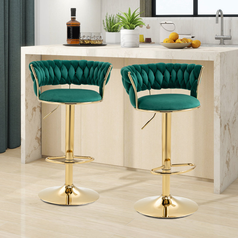 Tabourets de bar pivotants à hauteur réglable, Vert