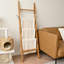 Échelle à couvertures en bois massif - Serviette décorative rustique et support à courtepointe pour le rangement du salon, de la chambre à coucher et de la salle de bain
