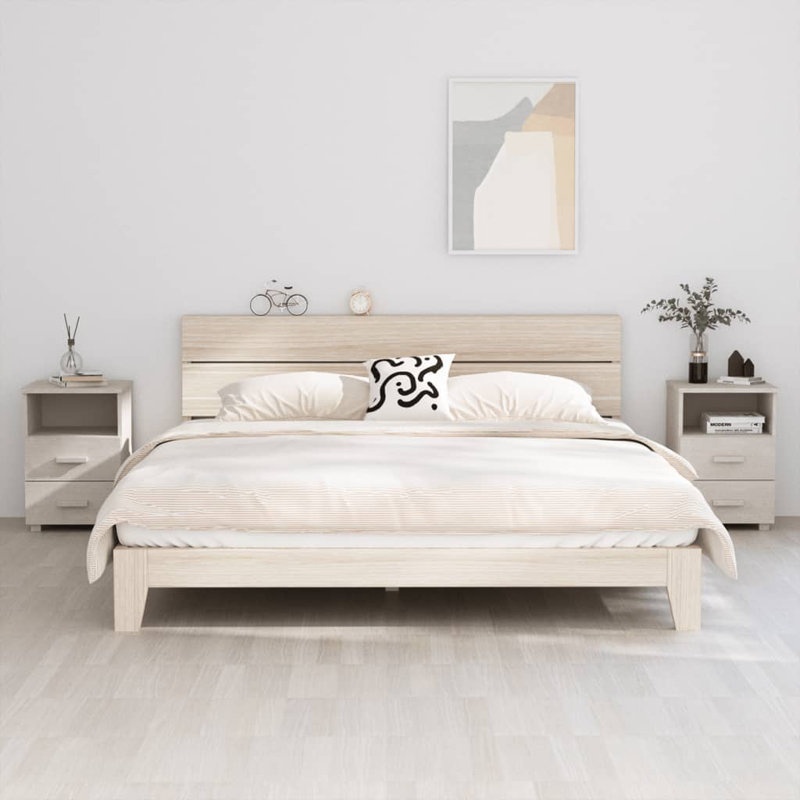 Ebern Designs Bedside Cabinets 40X35x62 Cm Solid Wood Pine, White, Set of 2