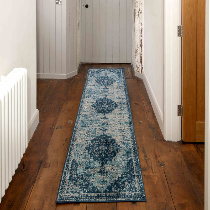 Drennen Machine Woven Blue/Navy Indoor Rug, Runner 60 x 240cm