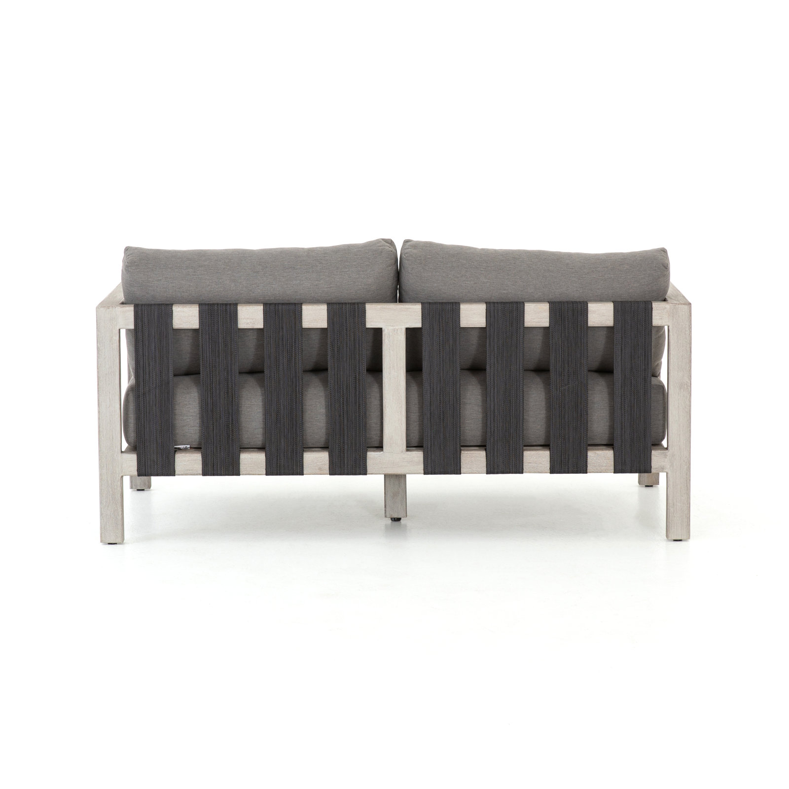 Cavani 59.75'' Wide Teak Loveseat with Cushions, Weathered Gray, Charcoal