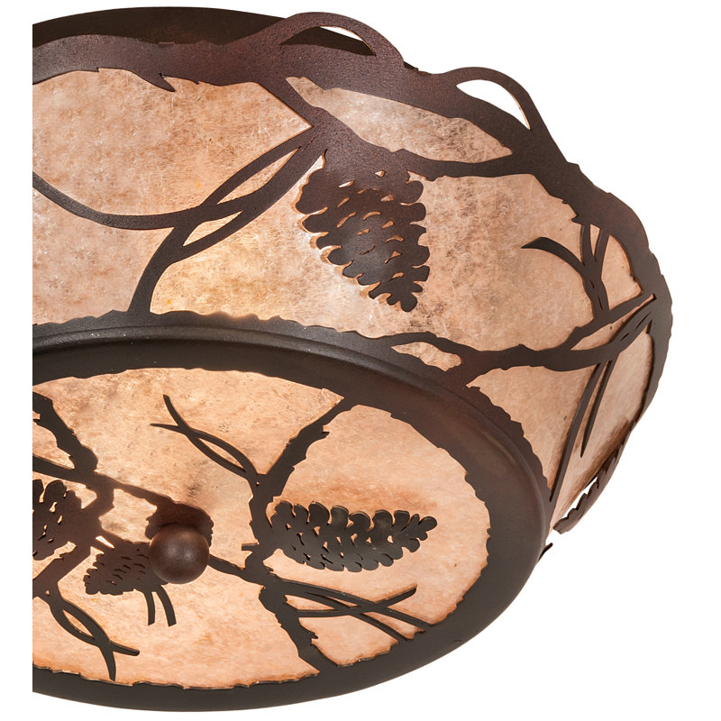 Rustic Lodge 2 - Light Semi Flush Mount, 7.5" H x 16" W x 16" D, Rust