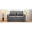 Lit en chenille de 61,6 po avec porte-gobelet ajustable, hublots et 2 coussins décoratifs gris pour le salon-121117839