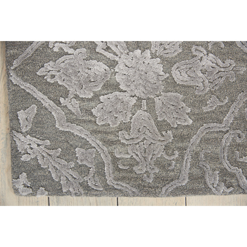 Trevethan Viscose Damask Indoor Rug, Rectangle 3'9" x 5'9"