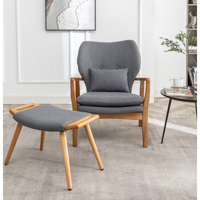 Méridienne avec repose-pieds 26 po Leifer, Polyester gris
