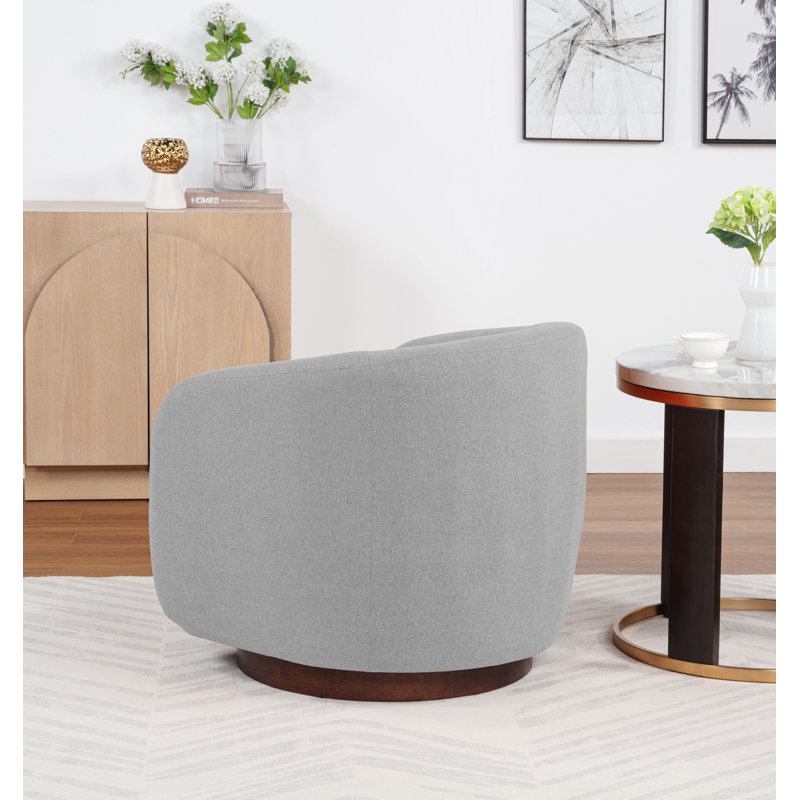 Fauteuil demi-tonneau rembourré et pivotant, Gris clair