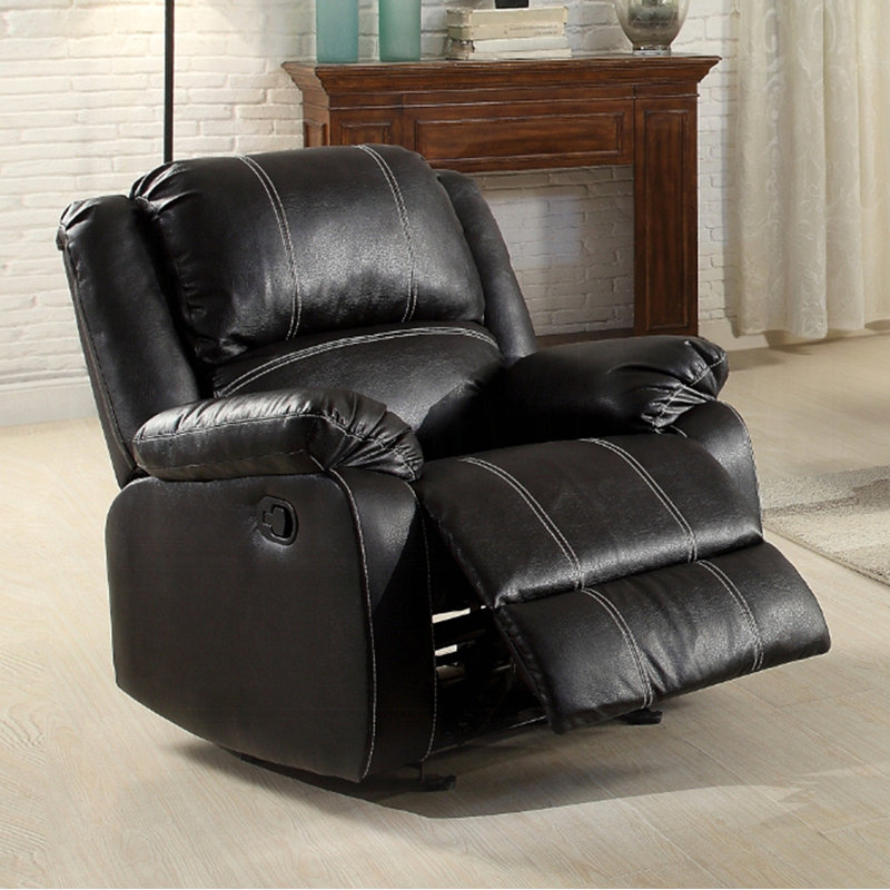 Fauteuil inclinable en cuir synthétique noir Zuriel, Noir