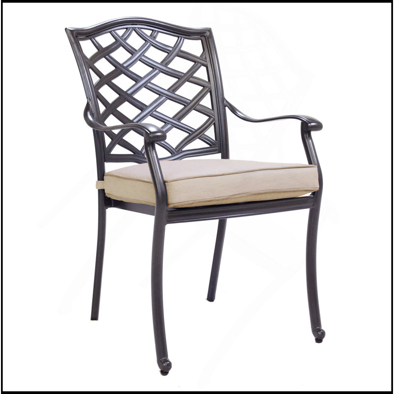 Chaise de salle à manger en fonte d'aluminium avec coussin, ensemble de 2