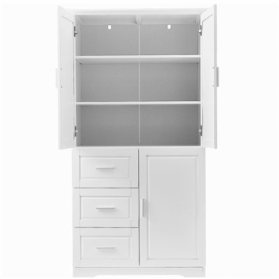 Tall and Wide Storage Cabinet with Doors for Bathroom/Office, Three Drawers, White(Old SKU: N725P331357K/WF299285AAK)