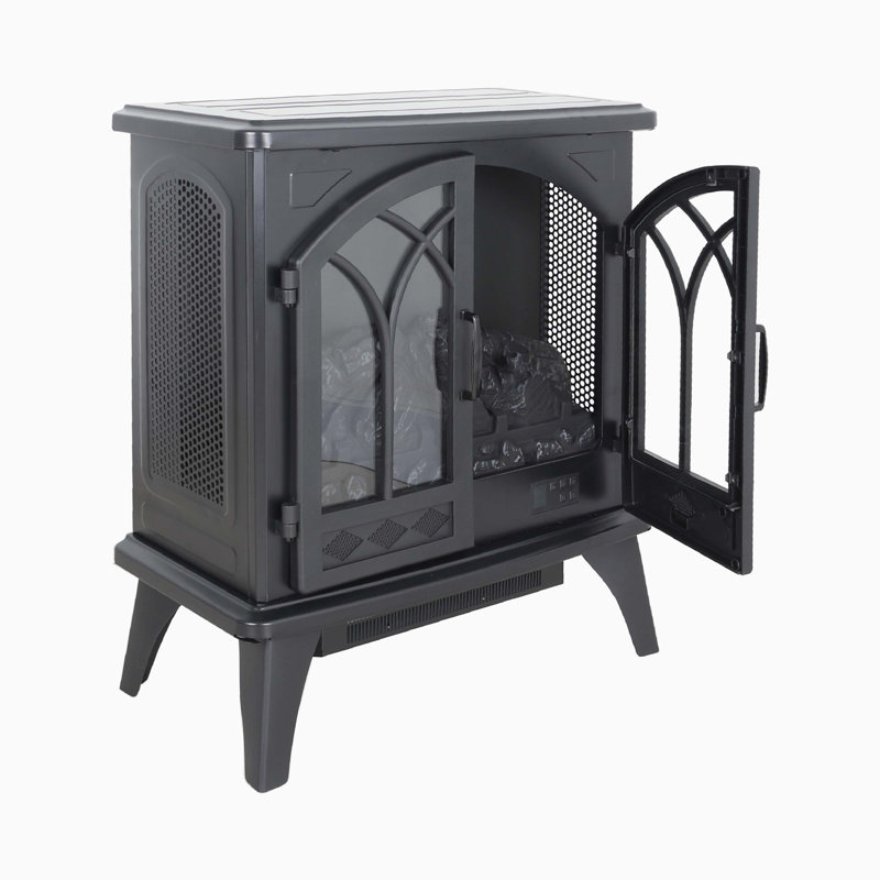 24 Inch 3D  Flame Electric Infrared Quartz Fireplace Stove With Remote Control, 27.57" H x 23.77" W x 12.07" D, Gray