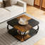 Table basse carrée centrale avec tablettes à 2 niveaux-1707537858