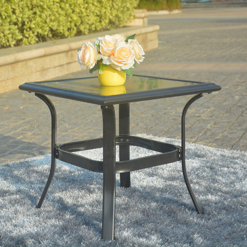 Lexa Patio Side Table With Glass