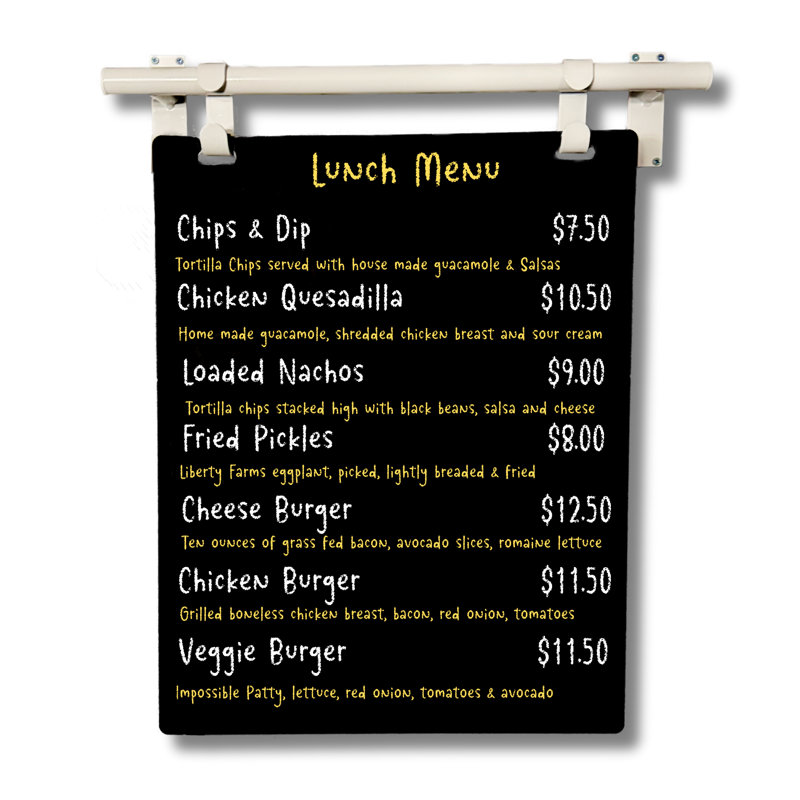 Hanging Cafe Metal Menu Board 22X28 Sign (Frame/Board), White/Black