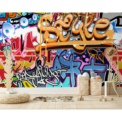 Papier peint Graffiti Street Art Collage aux couleurs vives