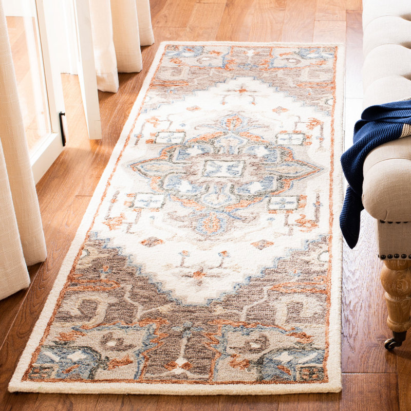 Tapis oriental en laine touffeté à la main Zimmer, Tapis de couloir 2 pi 3 po x 7 pi