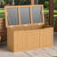 Boîte de rangement en bois massif 67 gallons avec plateau et plateau de table en bois massif pour coussins de meubles de patio, jouets de piscine et outils de jardin (brun clair)-116616982-116616983