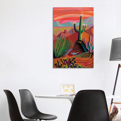 Gila River Desert Sunset 1 Piece Wrapped Canvas Wall Art