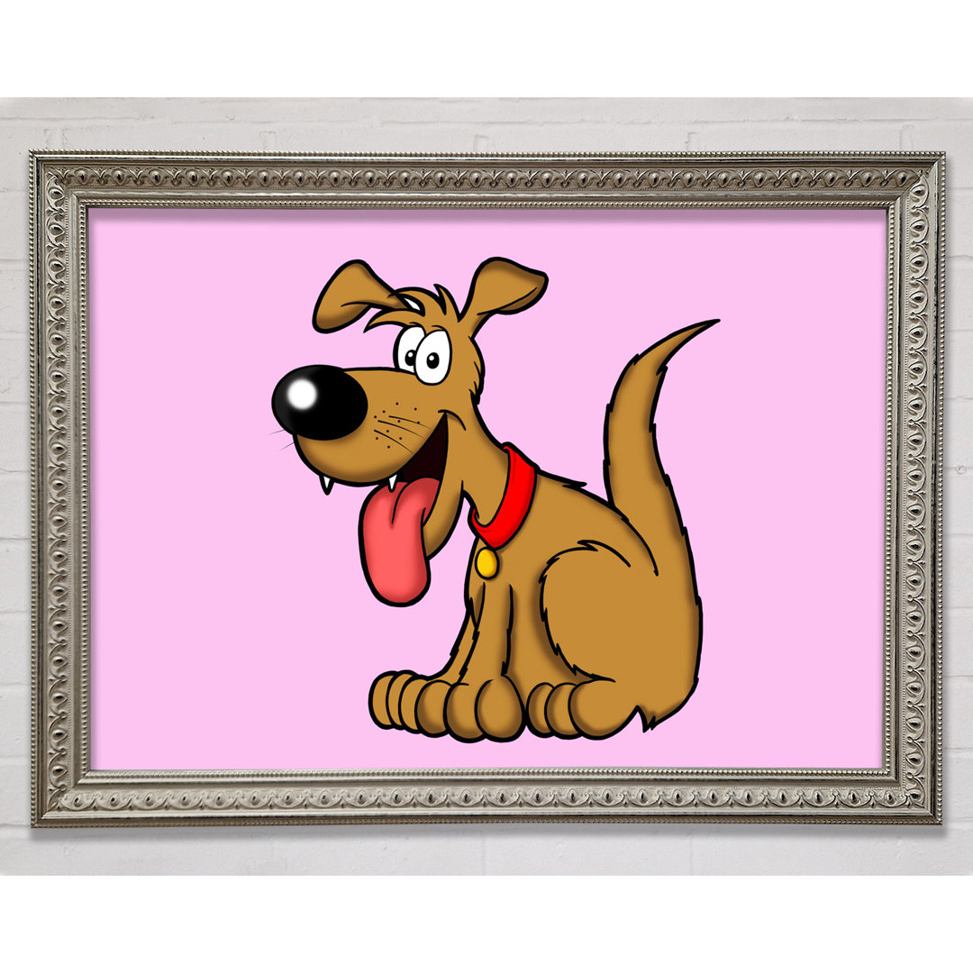 Happy Dog Cartoon With Tongue Out Baby Blue - Einzelner Bilderrahmen Kunstdrucke