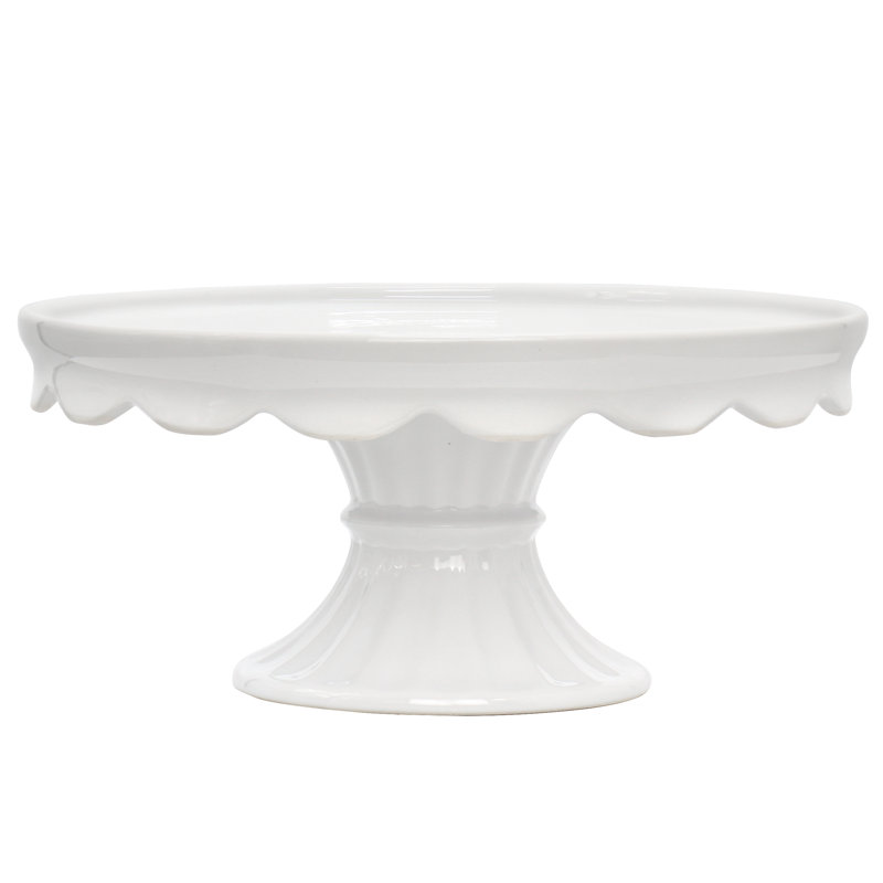 Laurie Gates 12.2 Inch Round Stoneware Footed Cake Stand in White