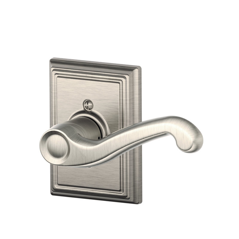 Flair Lever with Addison Trim Non-Turning Lock, Right Hand, Satin Nickel