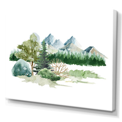 «Trees Bush Grass In Wild Landscape», peinture sur toile