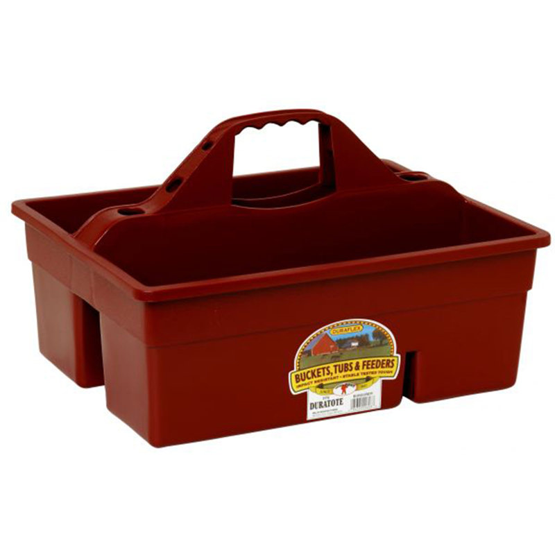 Little Giant DuraTote Plastic Box Organizer w/2 Compartments & Handle, Burgundy, Brown