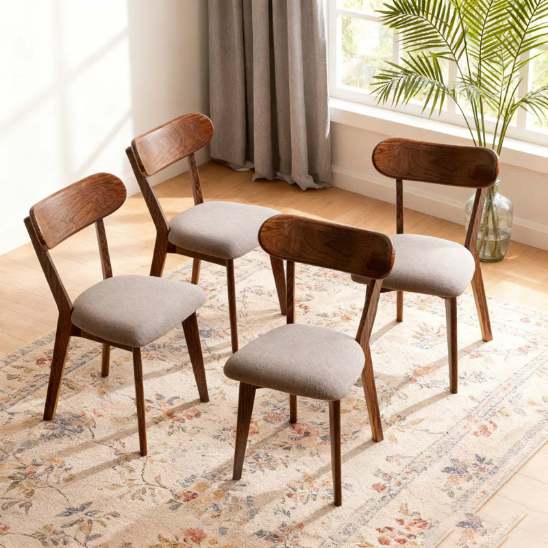 Dining Chair  4 pcs, Dark Gray, Walnut