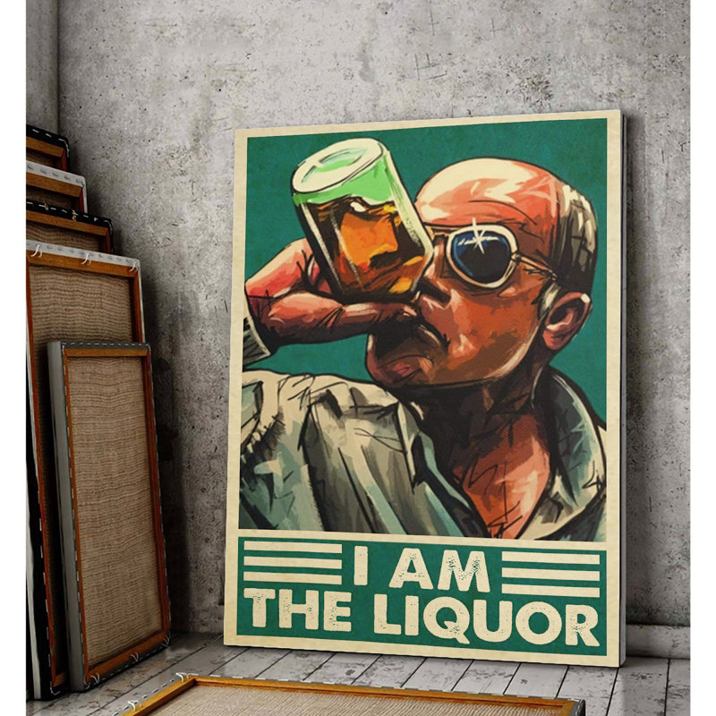 «I Am The Liquor Gallery», toile tendue - Liquor Illustration Home Decor, vert, bleu et brun, H 36 po x l 24 po x P 2 po