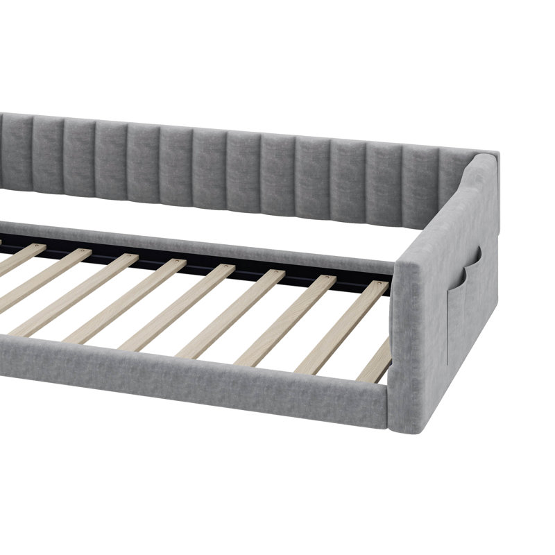 Cozy Daybed With Convenient Side Storage Pockets, Gray, Full