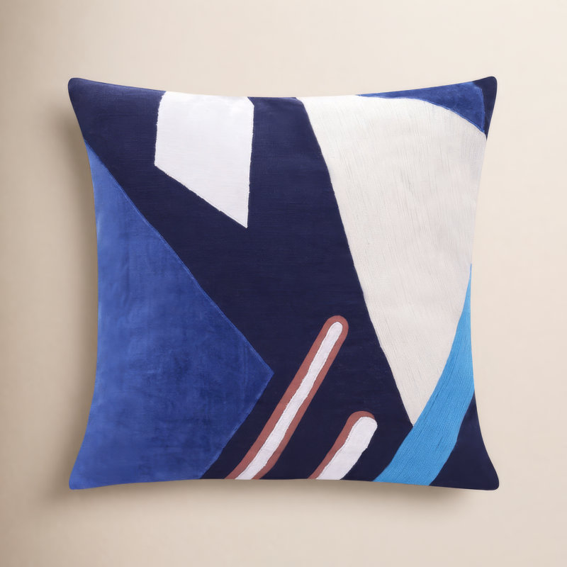 Housse de coussin Astri, Carré 18 po, Bleu / multicolore, Inférieur
