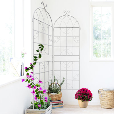 Treillis métallique 71 po x 19,7 po pour jardin, antirouille, blanc crème, procédure d'assemblage simple 71 po x 19,7 po, métal, rouille, étapes d'installation sans effort