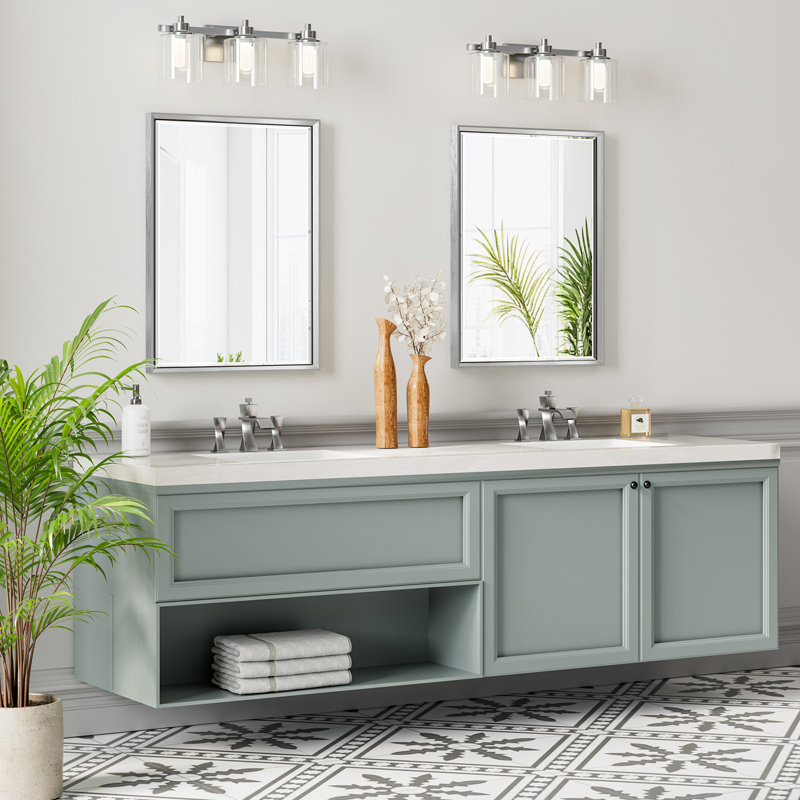 Miroir de salle de bain Lohoski, Argent argent, 24 po x 16 po