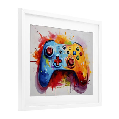Imprimé coloré sous le verre de contrôleur de jeu vidéo coloré, design par Creative Studio