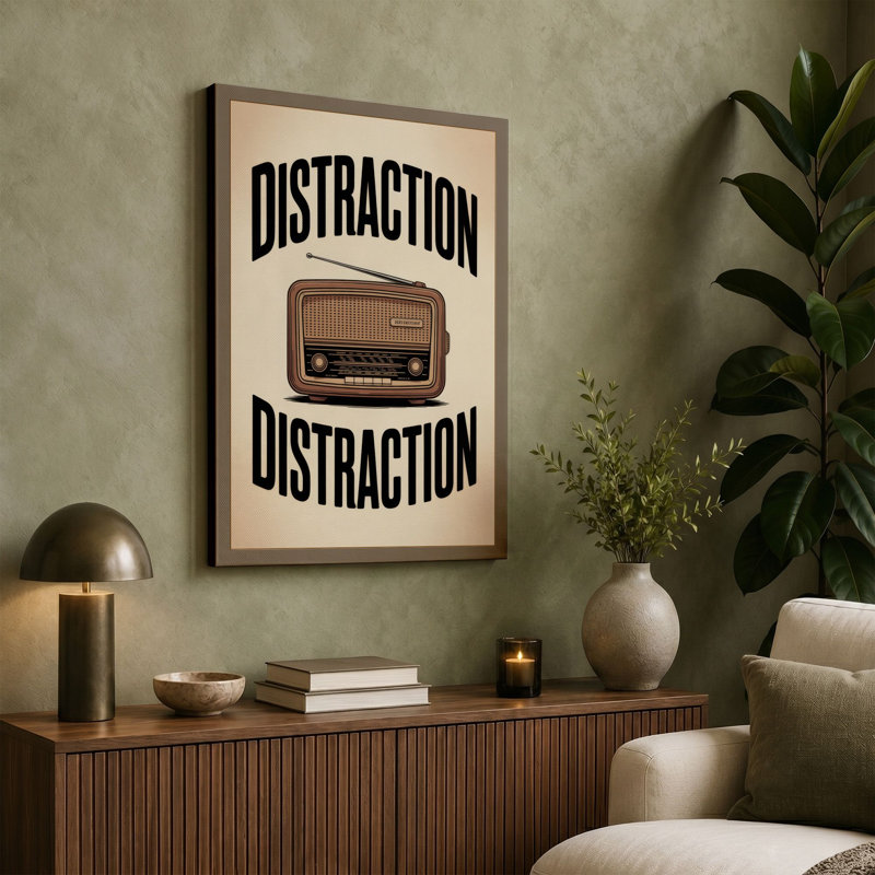 Distraction Typography - Wrapped Canvas, 24x16 - 61.0 x 40.6 cm, Ochre Border